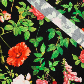 10% - ROSES AND LEAVES (PARADISE GARDEN)  - looped knit fabric