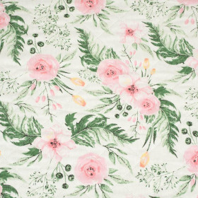 PINK ROSES / white - picnic blankets woven fabric