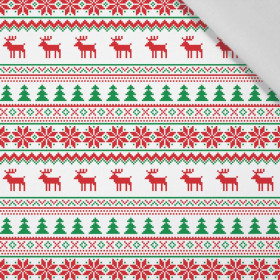 REINDEERS PAT. 2 / red- green - Cotton woven fabric