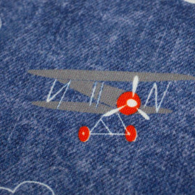 PLANES (PLANES) / ACID WASH DARK BLUE - single jersey with elastane 