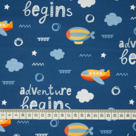 PLANES (ADVENTURE BEGINS) / dark blue (ADVENTURE BEGINS) - looped knit fabric