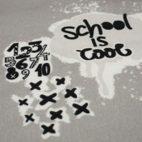 SCHOOL IS COOL / grey (SCHOOL DRAWINGS) - looped knit fabric