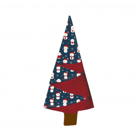 CHRISTAS NAPKINS “CHRISTMAS TREES” - SNOWMEN / maroon - Cotton woven fabric