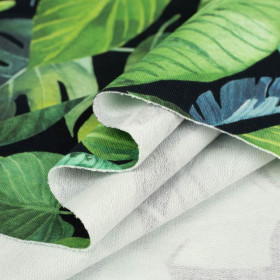 TROPICAL LEAVES pat. 2 / black - looped knit fabric