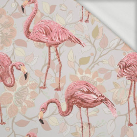 FLAMINGOS AND TWIGS - looped knit fabric