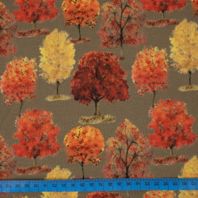 AUTUMN TREES / khaki (PUMPKIN GARDEN) - looped knit fabric