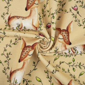 SLEEPING DEERS (SLEEPING ANIMALS) / sand - looped knit fabric