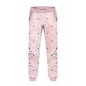 CHILDREN'S JOGGERS (LYON) - FLAMINGO / CAMOUFLAGE pat. 2 (pale pink) - looped knit fabric