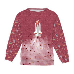 CHILDREN'S (NOE) SWEATSHIRT - SPACESHIP (SPACE EXPEDITION) / ACID WASH MAROON - sewing set