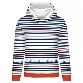 CLASSIC WOMEN’S HOODIE (POLA) - SHIPS / stripes (marine) - looped knit fabric 