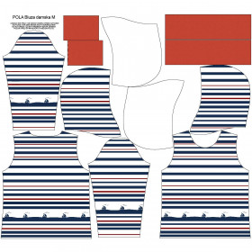 CLASSIC WOMEN’S HOODIE (POLA) - SHIPS / stripes (marine) - looped knit fabric 