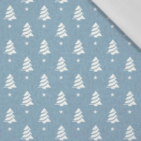 CHRISTMAS TREES WITH STARS / ACID WASH - blue - Cotton woven fabric