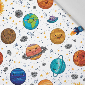 PLANETS / white - Cotton woven fabric