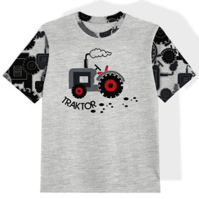 KID’S T-SHIRT- TRACTOR GREY/ melange light grey- single jersey