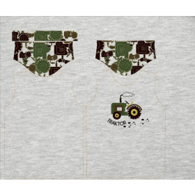 KID’S T-SHIRT- TRACTOR GREEN/ melange light grey- single jersey