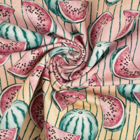 TROPICAL WATERMELONS - looped knit fabric