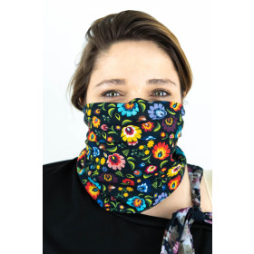 MULTIPURPOSE NECK WARMER - SPECKS (fuchsia) / black