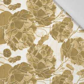 FLOWERS pattern no.5 (gold) - Cotton woven fabric