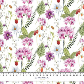 FLOWERS AND WILD STRAWBERRIES (IN THE MEADOW) - looped knit fabric