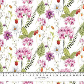 FLOWERS AND WILD STRAWBERRIES (IN THE MEADOW) - Linen 100%
