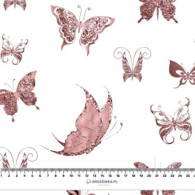 BUTTERFLIES (GLITTER BUTTERFLIES) / white - Cotton woven fabric