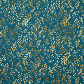 GOLDEN CORALS (GOLDEN OCEAN) / sea blue - looped knit fabric