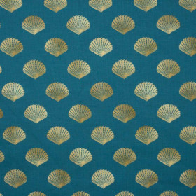 GOLDEN SHELLS (GOLDEN OCEAN) / sea blue - looped knit fabric