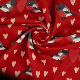 BIRDS IN LOVE PAT. 2 / RED (BIRDS IN LOVE) - single jersey with elastane 