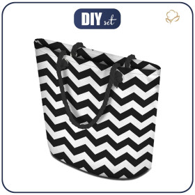 TOTE BAG - ZIGZAGS / black - sewing set