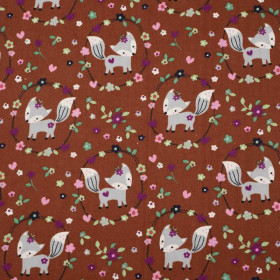 FOXES (wreaths) / brick - POPLIN 100% cotton 