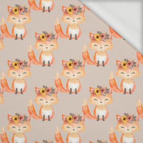 FOXES AND DOTS / beige (FOXES AND PUMPKINS) - looped knit fabric