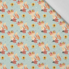 FOXES MIX 2 / mint (FOXES AND PUMPKINS) - Cotton woven fabric