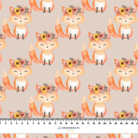 FOXES AND DOTS / beige (FOXES AND PUMPKINS) - Waterproof woven fabric