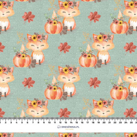 FOXES AND PUMPKINS pat. 2 / mint (FOXES AND PUMPKINS) - looped knit fabric