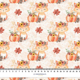 FOXES AND PUMPKINS pat. 1 / white (FOXES AND PUMPKINS) - Waterproof woven fabric