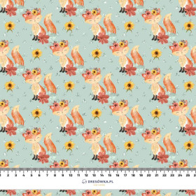 FOXES MIX 2 / mint (FOXES AND PUMPKINS) - single jersey with elastane 