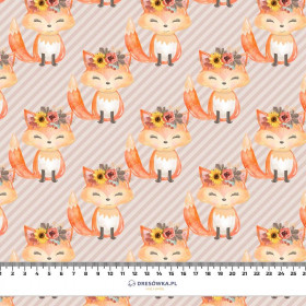 FOXES / diagonal stripes (FOXES AND PUMPKINS) - Cotton woven fabric