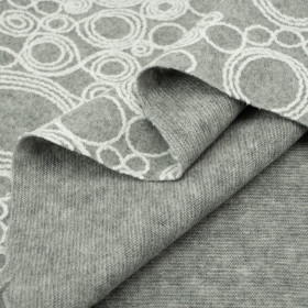 EMBROIDERED CIRCLES / melange grey - coat knit fabric