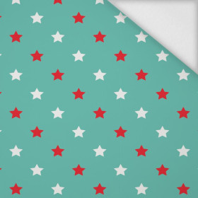 DIAGONAL RED STARS / mint - softshell