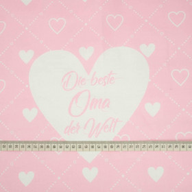 Die beste Oma der Welt/ hearts and rhombuses - Cotton woven fabric panel (50cmx75cm)