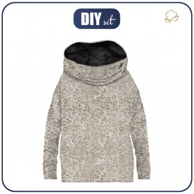 SNOOD SWEATSHIRT (FURIA) - SPOTS / BEIGE (SNOW LEOPARDS) - looped knit fabric 