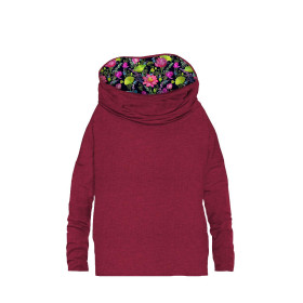 SNOOD SWEATSHIRT (FURIA) - MELANGE VIVA MAGENTA / KINGFISHERS AND POPPIES - sewing set