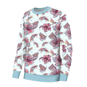 WOMEN'S SWEATSHIRT (HANA) BASIC - HIBISCUS AND BUTTERFLIES - sewing set