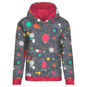 COLORFUL DOTSIES / ACID WASH GRAPHITE - looped knit fabric