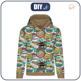 CLASSIC WOMEN’S HOODIE (POLA) - COMIC BOOK (colorful) - looped knit fabric 