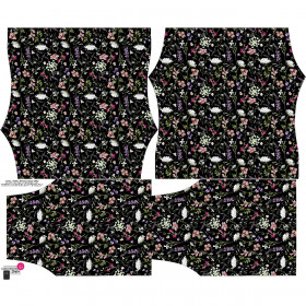 Bardot neckline blouse (SOFIA) - PASTEL FLOWERS / black - sewing set