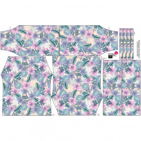 Bardot neckline blouse (VIKI) - WATER WORLD pat. 1 / ecru - sewing set