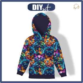 KID'S HOODIE (ALEX) - COLORFUL CATS  - sewing set