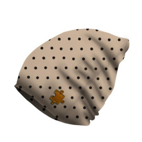 "Beanie" cap - BLACK DOTS / beige / Choice of sizes