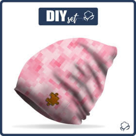 "Beanie" cap - PIXELS pat. 2 / pink / Choice of sizes